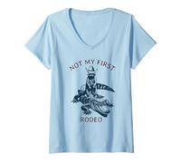 Mujer Not my First Rodeo, Cocodrilo Mapache Campestre al Estilo Camiseta Cuello V