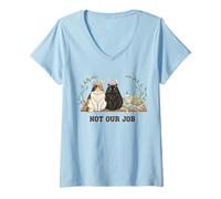 Mujer Not Our Job Cat Pascua Cute Bunny Cats Camiseta Cuello V