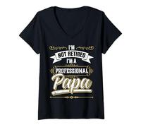 Mujer Not Retired I'm A Professional Papa Funny Design Camiseta Cuello V