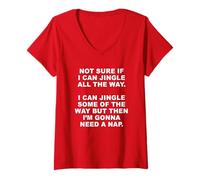 Mujer Not Sure if I Can Jingle All The Way - Funny Christmas (Red) Camiseta Cuello V