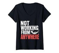 Mujer Not Working from Anywhere Travel Burnout Traveler |- Camiseta Cuello V