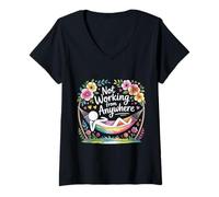 Mujer Not Working from Anywhere Travel Burnout Traveler - Camiseta Cuello V