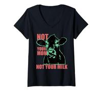 Mujer NOT YOUR MOM NOT YOUR MILK Anti Dairy Vegan Animal Love Camiseta Cuello V