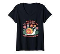 Mujer Nota para uno Mismo, está Bien IR Lento Caracol Camiseta Cuello V