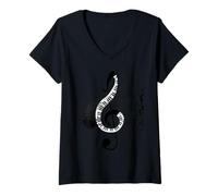 Mujer Notas musicales Música Música Clave de nota Camiseta Cuello V