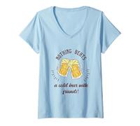 Mujer Nothing Beats A Cold Beer With Friends! Divertido regalo de cerveza Camiseta Cuello V