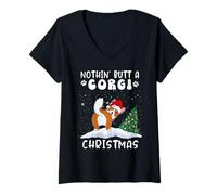 Mujer Nothing Butt A Corgi Dog Christmas Funny Xmas Camiseta Cuello V