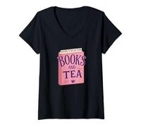 Mujer Nothing Is Better Than Books and Tea Cute Cozy Vibe Camiseta Cuello V