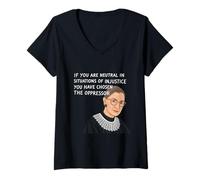 Mujer Notorio RBG si eres neutral en situaciones de injusticia Camiseta Cuello V