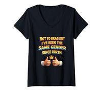Mujer NotTo Presumir Pero He Sido del Mismo Sexo Desde Nacimiento Sarcástico Camiseta Cuello V