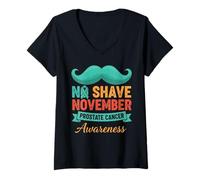 Mujer November Prostate Cancer Awareness No Shave Camiseta Cuello V