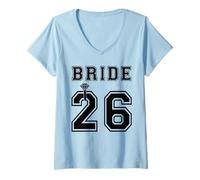 Mujer Novia 2026 Compromiso Propuesta de Despedida de Soltera Partido Luna de Miel Camiseta Cuello V