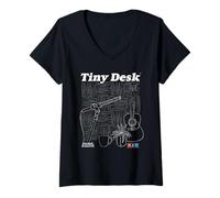 Mujer NPR Tiny Desk Concerts Chalk Outline Elements Public Radio Camiseta Cuello V