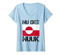 Mujer Nu DET Nuuk! ¡Ya Basta! Bandera de Groenlandia Camiseta Cuello V