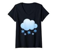 Mujer Nube con Traje de Nieve Camiseta Cuello V