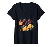 Mujer Nubes Dragón Respirando Fuego Anime Fantasía Hombres Mujeres Niños Camiseta Cuello V