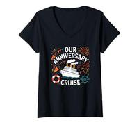 Mujer Nuestra celebración náutica de Crucero de Aniversario Camiseta Cuello V