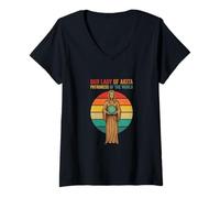 Mujer Nuestra Señora de Akita Apariciones Marianas Católica Camiseta Cuello V