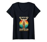 Mujer Nuestra Señora de Akita Apariciones Marianas Católica Camiseta Cuello V