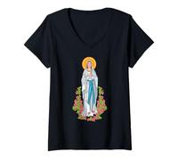 Mujer Nuestra Señora De Lourdes. Virgen María Camiseta Cuello V