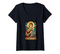 Mujer Nuestra Señora del Perpetuo Socorro Beata Madre María Católica Camiseta Cuello V