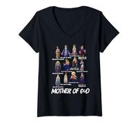 Mujer Nuestra Señora la Santísima Madre Títulos Marianos Latinos Católica Camiseta Cuello V