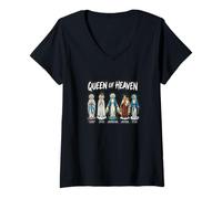 Mujer Nuestra Señora la Santísima Madre Títulos Marianos Latinos Católica Camiseta Cuello V