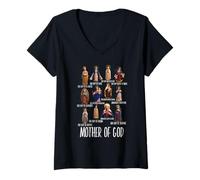 Mujer Nuestra Señora la Santísima Madre Títulos Marianos Latinos Católica Camiseta Cuello V