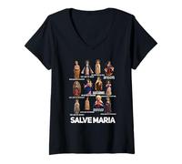 Mujer Nuestra Señora la Santísima Madre Títulos Marianos Latinos Católica Camiseta Cuello V