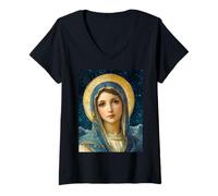 Mujer Nuestra Señora, Reina del Cielo y Santísima Madre María Camiseta Cuello V