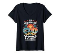 Mujer Nuestro crucero de aniversario celebrando 25 años de matrimonio Camiseta Cuello V