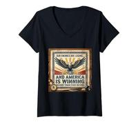 Mujer Nuestros Enemigos están perdiendo y Estados Unidos está ganando más Grande Camiseta Cuello V