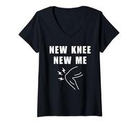 Mujer Nueva cirugía de reemplazo de rodilla New Me después de la mordaza postoperatoria Camiseta Cuello V