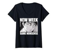Mujer Nueva Semana, la Misma tontería. Cita de Humor sarcástico. Camiseta Cuello V