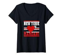 Mujer Nueva York ama a Zohran Mamdani Meme Alcalde de Nueva York Gráfico Camiseta Cuello V