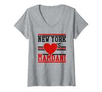 Mujer Nueva York ama a Zohran Mamdani Meme Alcalde de Nueva York Gráfico Camiseta Cuello V