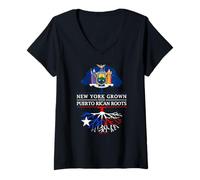Mujer Nueva York cultivada con raíces puertorriqueñas - Puerto Rico Camiseta Cuello V