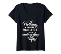 Mujer Nuevo diseño de Cita de Vida de «Nada es más valioso» Camiseta Cuello V