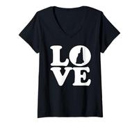 Mujer Nuevo Hampshire Mapa Amor Gráfico Camiseta Cuello V