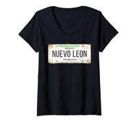Mujer Nuevo León Monterrey Mexico License Plate Vacation Beach Camiseta Cuello V