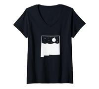Mujer Nuevo México Amanecer en Mapa Esquema USA Camiseta Cuello V
