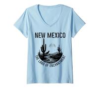 Mujer Nuevo México La Tierra del Encantamiento Roadrunner Cactus Vintage Camiseta Cuello V