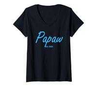Mujer Nuevo Papaw of a Baby Boy Establecido en 2026 Camiseta Cuello V