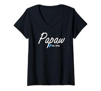 Mujer Nuevo Papaw of a Baby Boy Establecido en 2026 Camiseta Cuello V