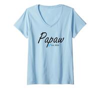 Mujer Nuevo Papaw of a Baby Boy Establecido en 2026 Camiseta Cuello V