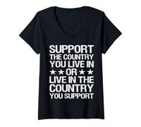 Mujer Nuevo Support The Country You Live In - Patriotic USA Design Camiseta Cuello V
