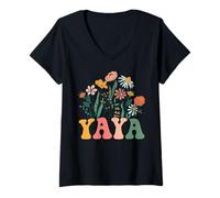 Mujer Nuevo YAYA Wildflower Primer Cumpleaños y Baby Shower Camiseta Cuello V