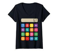 Mujer Number Day Maths Calculator Costume for Kids School Outfit Camiseta Cuello V