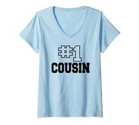 Mujer Number One Cousin No. 1 Family Best #1 Womens Mens Camiseta Cuello V