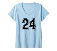 Mujer Número 24 College Sports Team Style Camiseta Cuello V